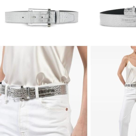 Brandon Maxwell Silver Belt Large Crocodile-Effect Lucite Baddie NWT Giftable - Picture 4 of 7